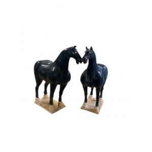 set de 2 statues de chevaux